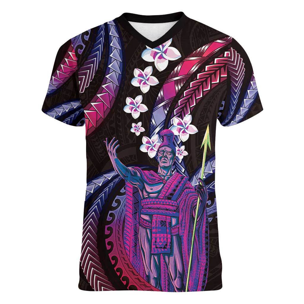 Hawaii King Kamehameha Women V-Neck T-Shirt Fantastic Plumeria Sweet Vibes LT01 Female Pink - Polynesian Pride