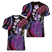 Hawaii King Kamehameha Women V-Neck T-Shirt Fantastic Plumeria Sweet Vibes LT01 - Polynesian Pride
