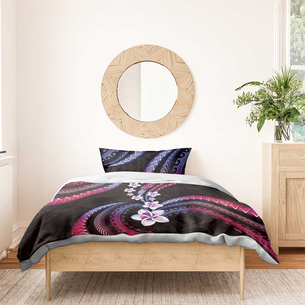 Hawaii Plumeria Bedding Set Sweet Gradient Polynesian Pattern
