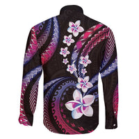 Hawaii Plumeria Family Matching Off Shoulder Short Dress and Hawaiian Shirt Sweet Gradient Polynesian Pattern