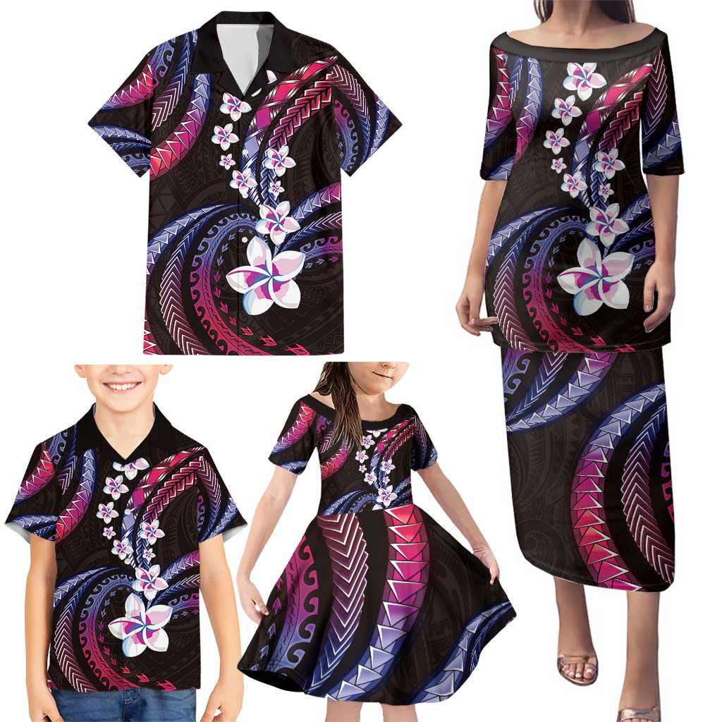 Hawaii Plumeria Family Matching Puletasi and Hawaiian Shirt Sweet Gradient Polynesian Pattern LT01 - Polynesian Pride