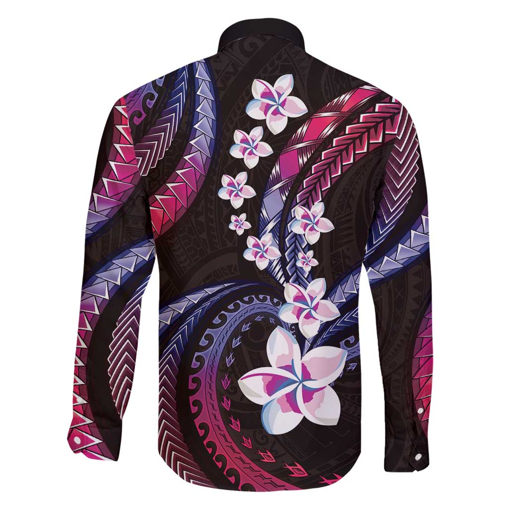 Hawaii Plumeria Family Matching Short Sleeve Bodycon Dress and Hawaiian Shirt Sweet Gradient Polynesian Pattern
