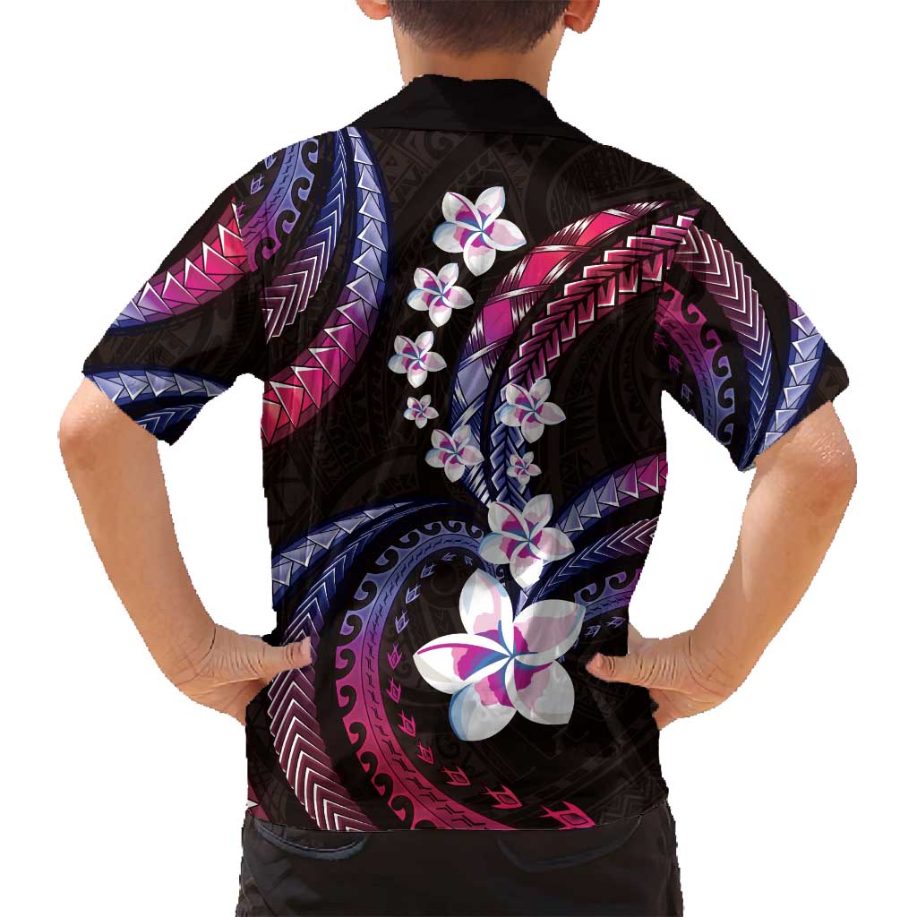 Hawaii Plumeria Family Matching Summer Maxi Dress and Hawaiian Shirt Sweet Gradient Polynesian Pattern