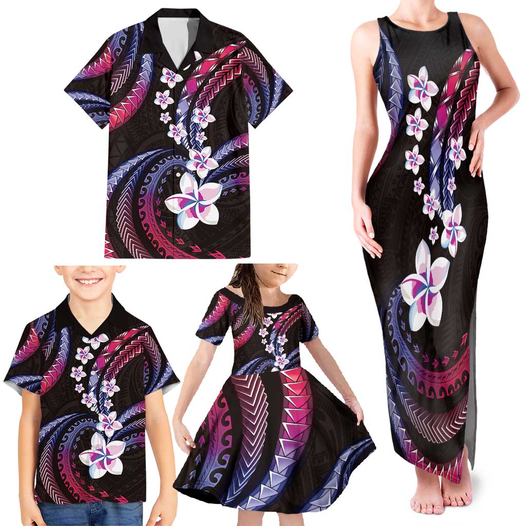 Hawaii Plumeria Family Matching Tank Maxi Dress and Hawaiian Shirt Sweet Gradient Polynesian Pattern LT01 - Polynesian Pride