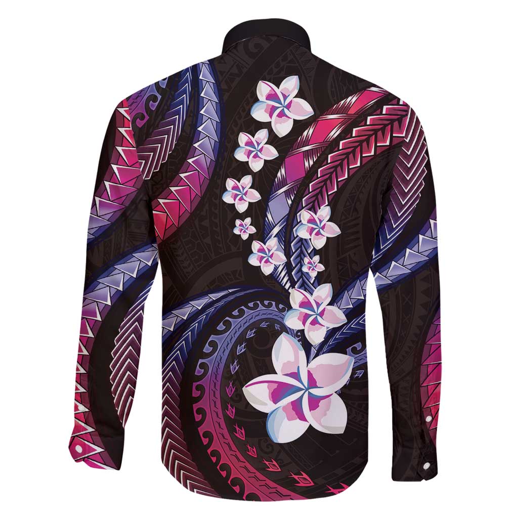 Hawaii Plumeria Family Matching Tank Maxi Dress and Hawaiian Shirt Sweet Gradient Polynesian Pattern