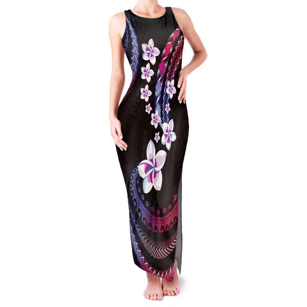 Hawaii Plumeria Family Matching Tank Maxi Dress and Hawaiian Shirt Sweet Gradient Polynesian Pattern