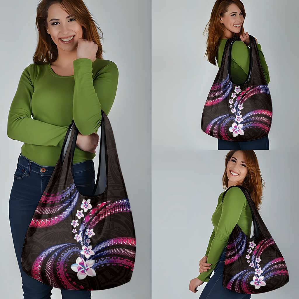 Hawaii Plumeria Grocery Bag Sweet Gradient Polynesian Pattern