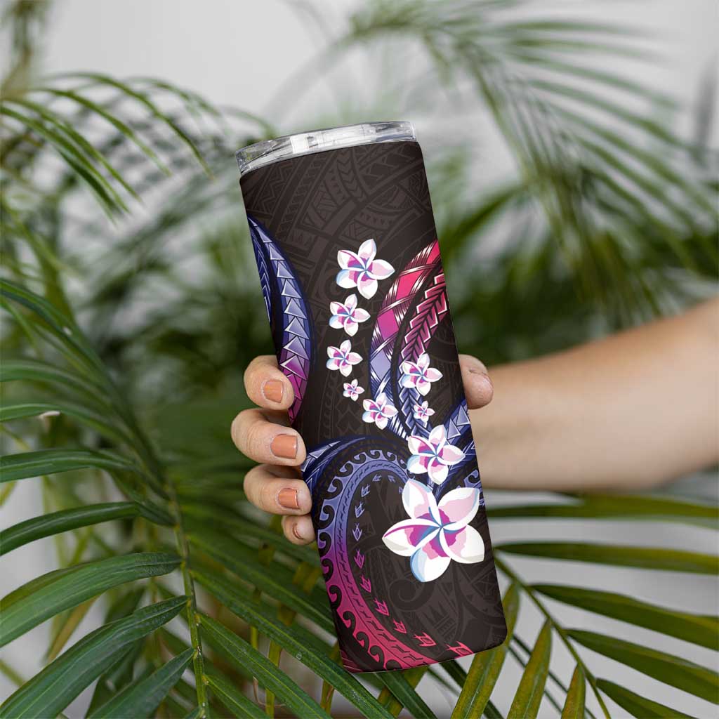 Hawaii Plumeria Skinny Tumbler Sweet Gradient Polynesian Pattern