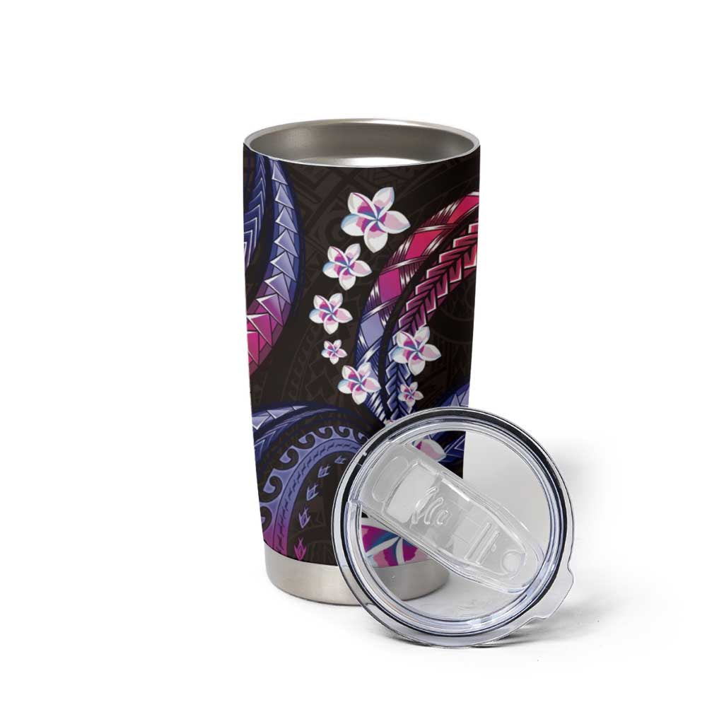 Hawaii Plumeria Tumbler Cup Sweet Gradient Polynesian Pattern