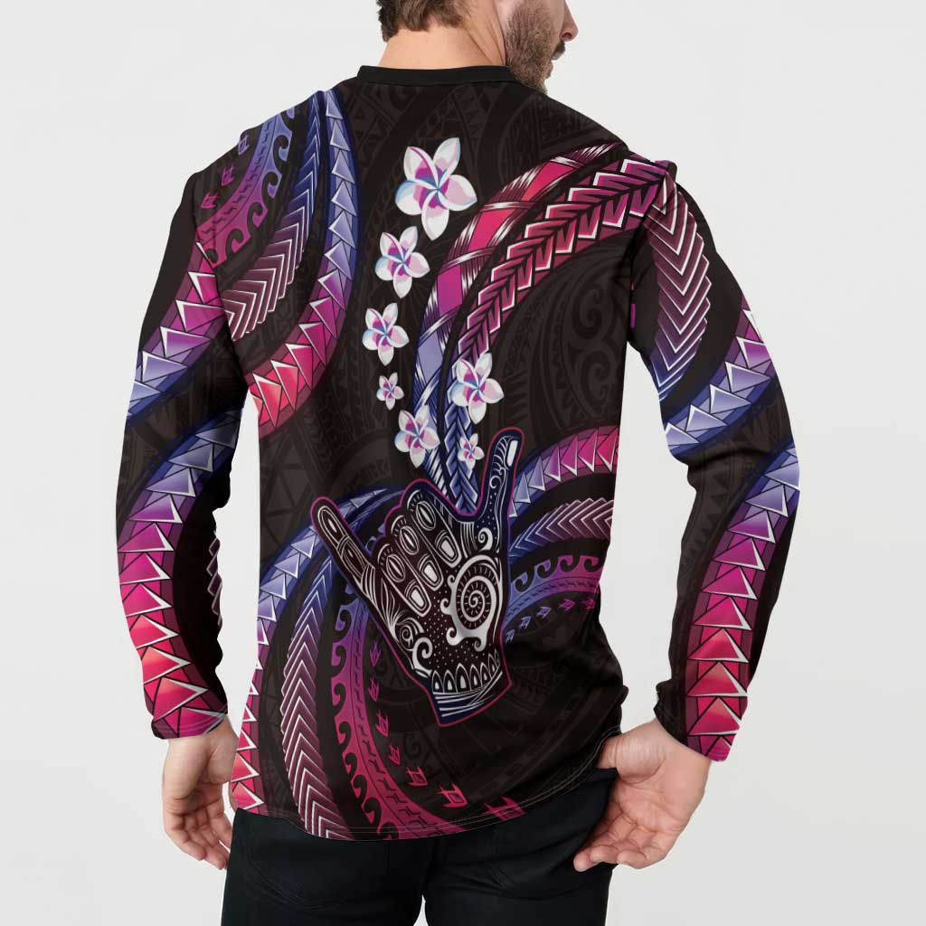 Hawaii Shaka Sign Button Sweatshirt Fantastic Frangipani Sweet Vibes