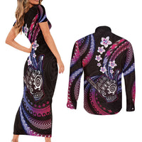 Hawaii Shaka Sign Couples Matching Short Sleeve Bodycon Dress and Long Sleeve Button Shirt Fantastic Frangipani Sweet Vibes LT01 - Polynesian Pride