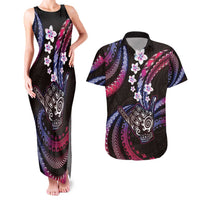Hawaii Shaka Sign Couples Matching Tank Maxi Dress and Hawaiian Shirt Fantastic Frangipani Sweet Vibes LT01 Pink - Polynesian Pride