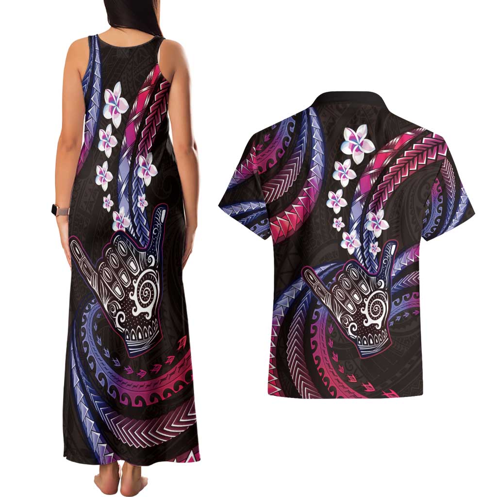 Hawaii Shaka Sign Couples Matching Tank Maxi Dress and Hawaiian Shirt Fantastic Frangipani Sweet Vibes LT01 - Polynesian Pride
