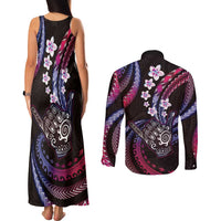 Hawaii Shaka Sign Couples Matching Tank Maxi Dress and Long Sleeve Button Shirt Fantastic Frangipani Sweet Vibes LT01 - Polynesian Pride