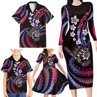 Hawaii Shaka Sign Family Matching Long Sleeve Bodycon Dress and Hawaiian Shirt Fantastic Frangipani Sweet Vibes LT01 - Polynesian Pride