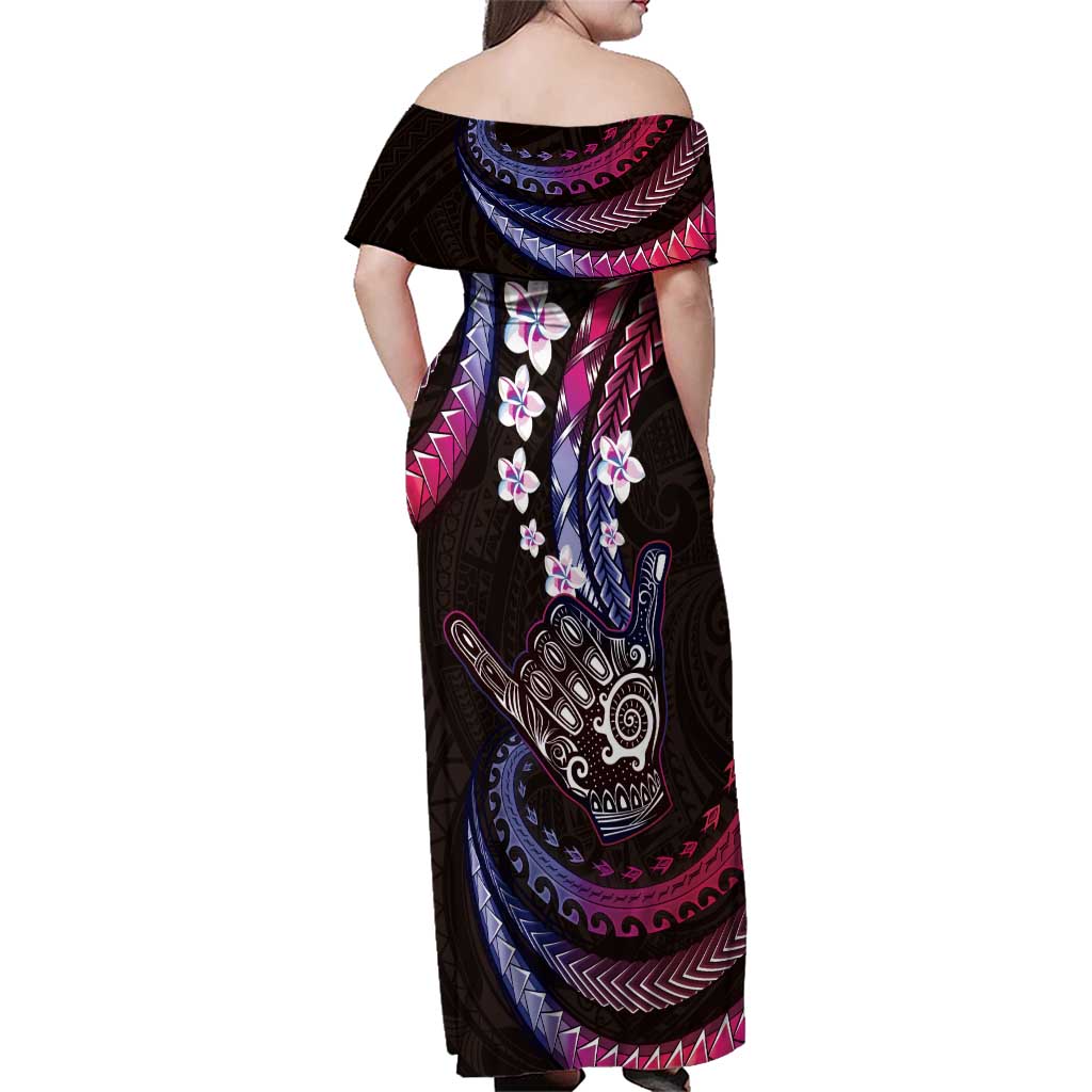 Hawaii Shaka Sign Family Matching Off Shoulder Maxi Dress and Hawaiian Shirt Fantastic Frangipani Sweet Vibes LT01 - Polynesian Pride