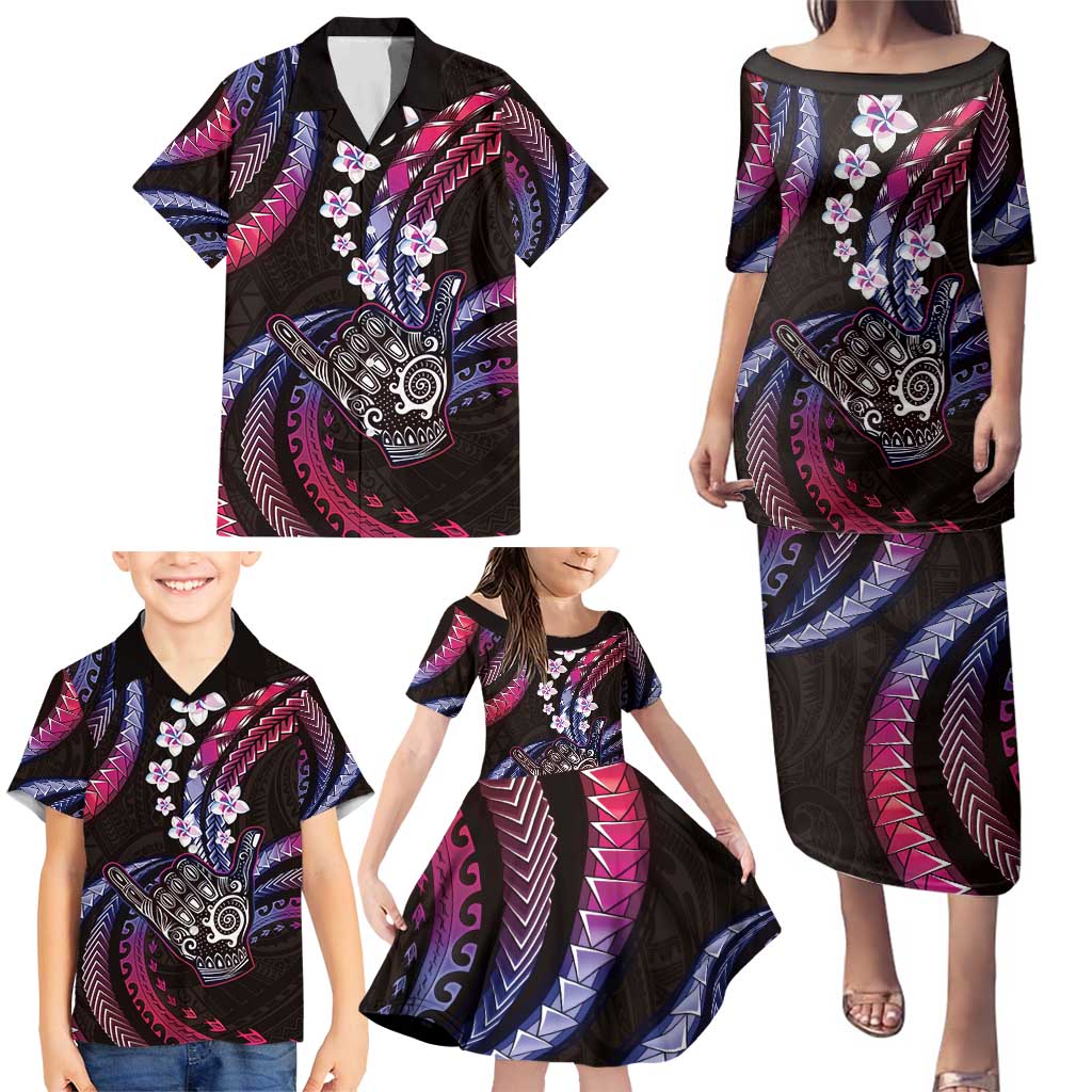 Hawaii Shaka Sign Family Matching Puletasi and Hawaiian Shirt Fantastic Frangipani Sweet Vibes