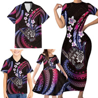 Hawaii Shaka Sign Family Matching Short Sleeve Bodycon Dress and Hawaiian Shirt Fantastic Frangipani Sweet Vibes LT01 - Polynesian Pride