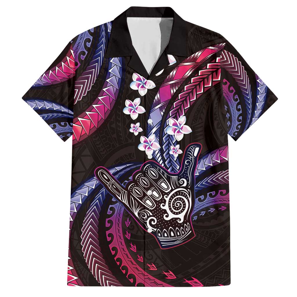 Hawaii Shaka Sign Family Matching Short Sleeve Bodycon Dress and Hawaiian Shirt Fantastic Frangipani Sweet Vibes LT01 Dad's Shirt - Short Sleeve Pink - Polynesian Pride