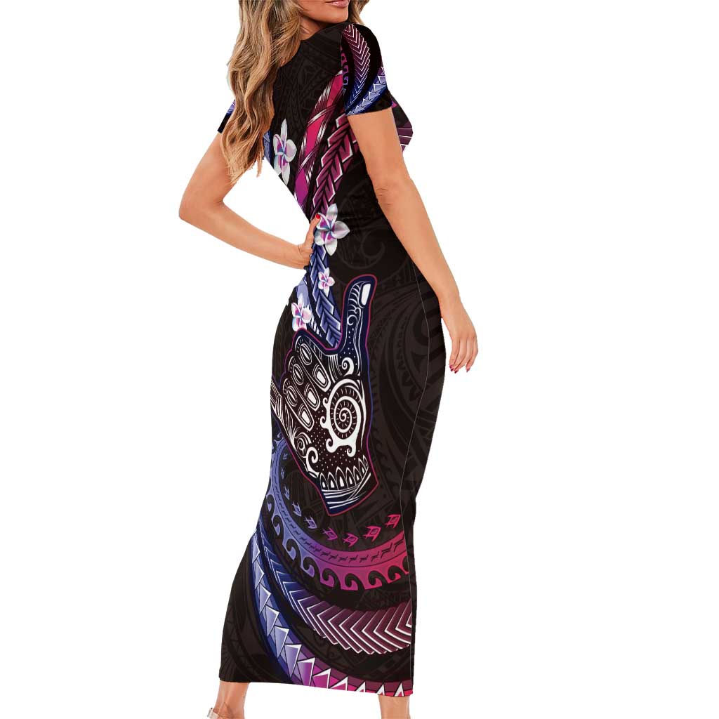 Hawaii Shaka Sign Family Matching Short Sleeve Bodycon Dress and Hawaiian Shirt Fantastic Frangipani Sweet Vibes LT01 - Polynesian Pride