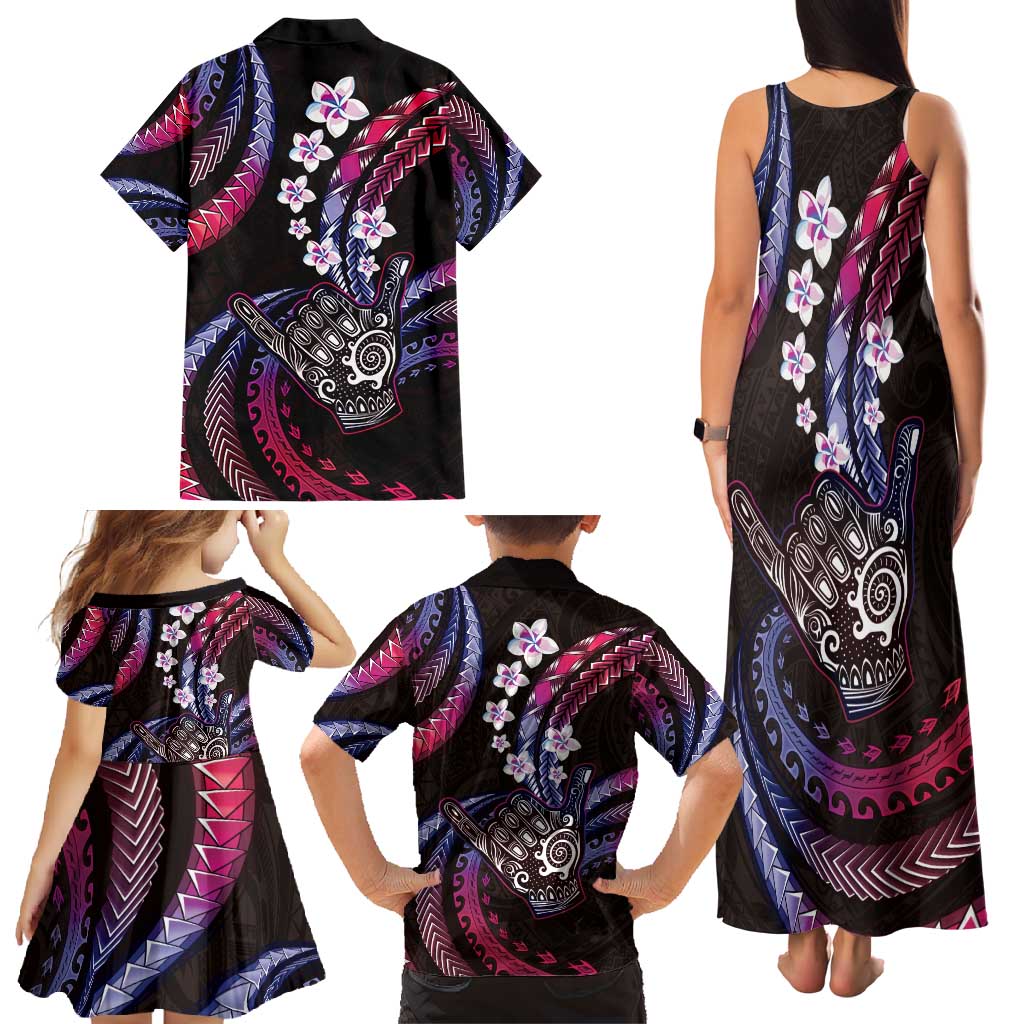Hawaii Shaka Sign Family Matching Tank Maxi Dress and Hawaiian Shirt Fantastic Frangipani Sweet Vibes LT01 - Polynesian Pride