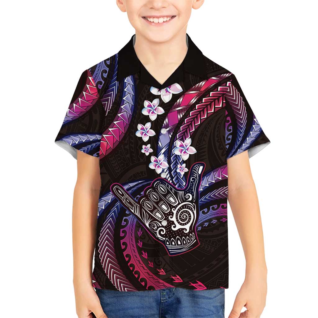 Hawaii Shaka Sign Family Matching Tank Maxi Dress and Hawaiian Shirt Fantastic Frangipani Sweet Vibes LT01 Son's Shirt Pink - Polynesian Pride