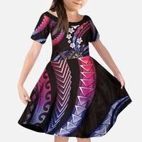 Hawaii Shaka Sign Kid Short Sleeve Dress Fantastic Frangipani Sweet Vibes