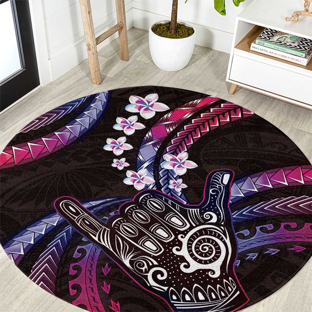 Hawaii Shaka Sign Round Carpet Fantastic Frangipani Sweet Vibes LT01 Pink - Polynesian Pride