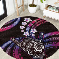 Hawaii Shaka Sign Round Carpet Fantastic Frangipani Sweet Vibes LT01 Pink - Polynesian Pride