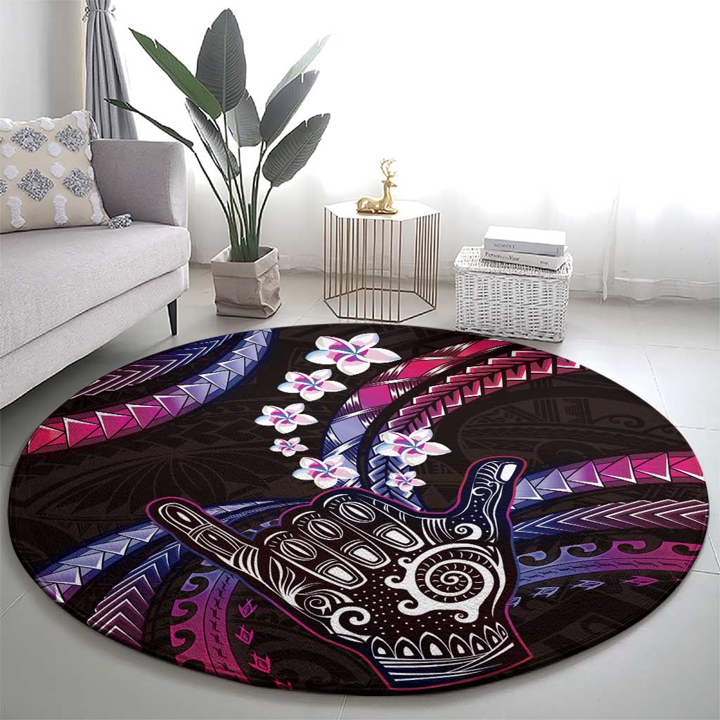 Hawaii Shaka Sign Round Carpet Fantastic Frangipani Sweet Vibes LT01 - Polynesian Pride