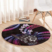 Hawaii Shaka Sign Round Carpet Fantastic Frangipani Sweet Vibes LT01 - Polynesian Pride
