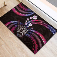 Hawaii Shaka Sign Rubber Doormat Fantastic Frangipani Sweet Vibes