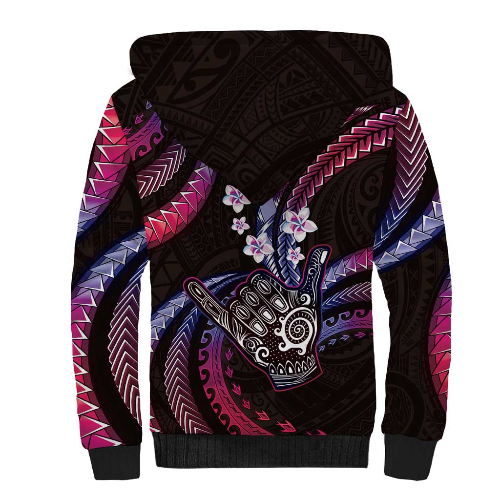 Hawaii Shaka Sign Sherpa Hoodie Fantastic Frangipani Sweet Vibes