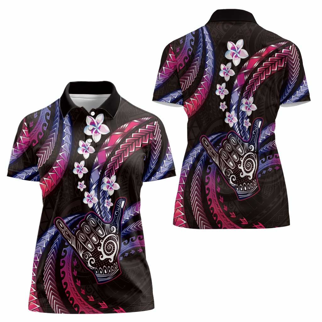 Hawaii Shaka Sign Women Polo Shirt Fantastic Frangipani Sweet Vibes