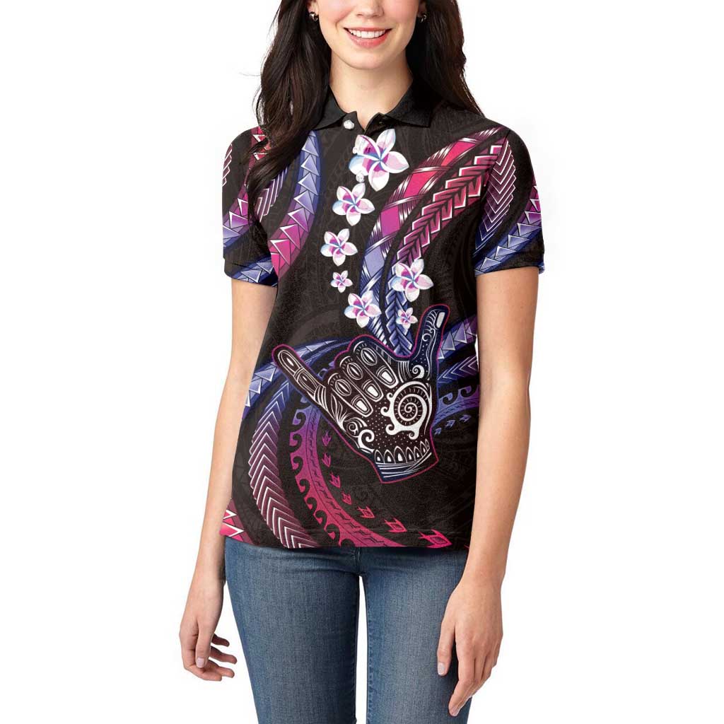 Hawaii Shaka Sign Women Polo Shirt Fantastic Frangipani Sweet Vibes