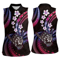 Hawaii Shaka Sign Women Sleeveless Polo Shirt Fantastic Frangipani Sweet Vibes LT01 - Polynesian Pride