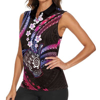 Hawaii Shaka Sign Women Sleeveless Polo Shirt Fantastic Frangipani Sweet Vibes LT01 - Polynesian Pride