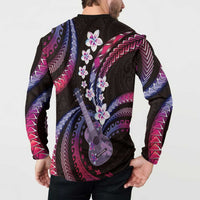Hawaiian Ukulele Button Sweatshirt Sweet Dream Fantastic Plumeria