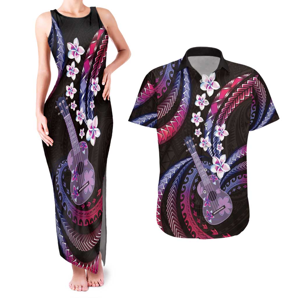 Hawaiian Ukulele Couples Matching Tank Maxi Dress and Hawaiian Shirt Sweet Dream Fantastic Plumeria LT01 Pink - Polynesian Pride