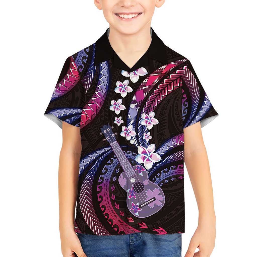 Hawaiian Ukulele Family Matching Off Shoulder Maxi Dress and Hawaiian Shirt Sweet Dream Fantastic Plumeria LT01 Son's Shirt Pink - Polynesian Pride
