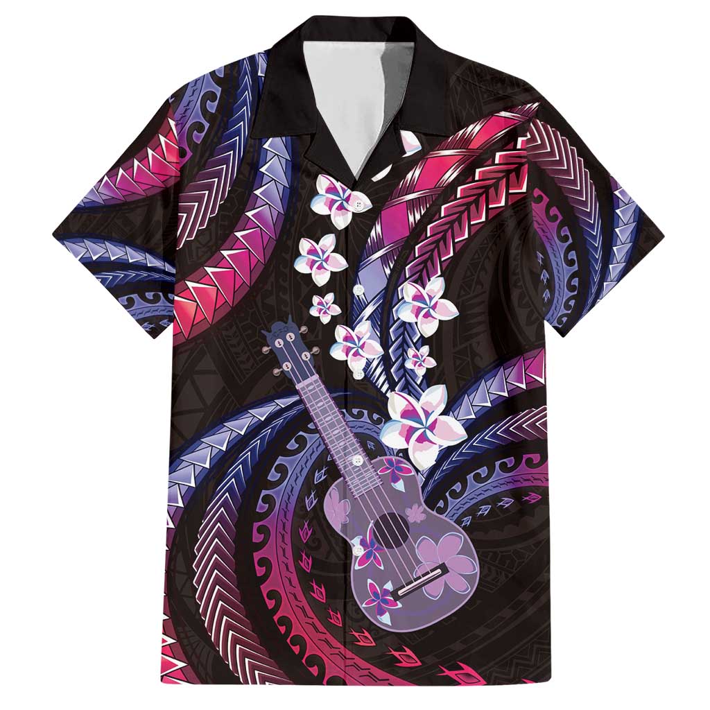 Hawaiian Ukulele Family Matching Short Sleeve Bodycon Dress and Hawaiian Shirt Sweet Dream Fantastic Plumeria LT01 Dad's Shirt - Short Sleeve Pink - Polynesian Pride