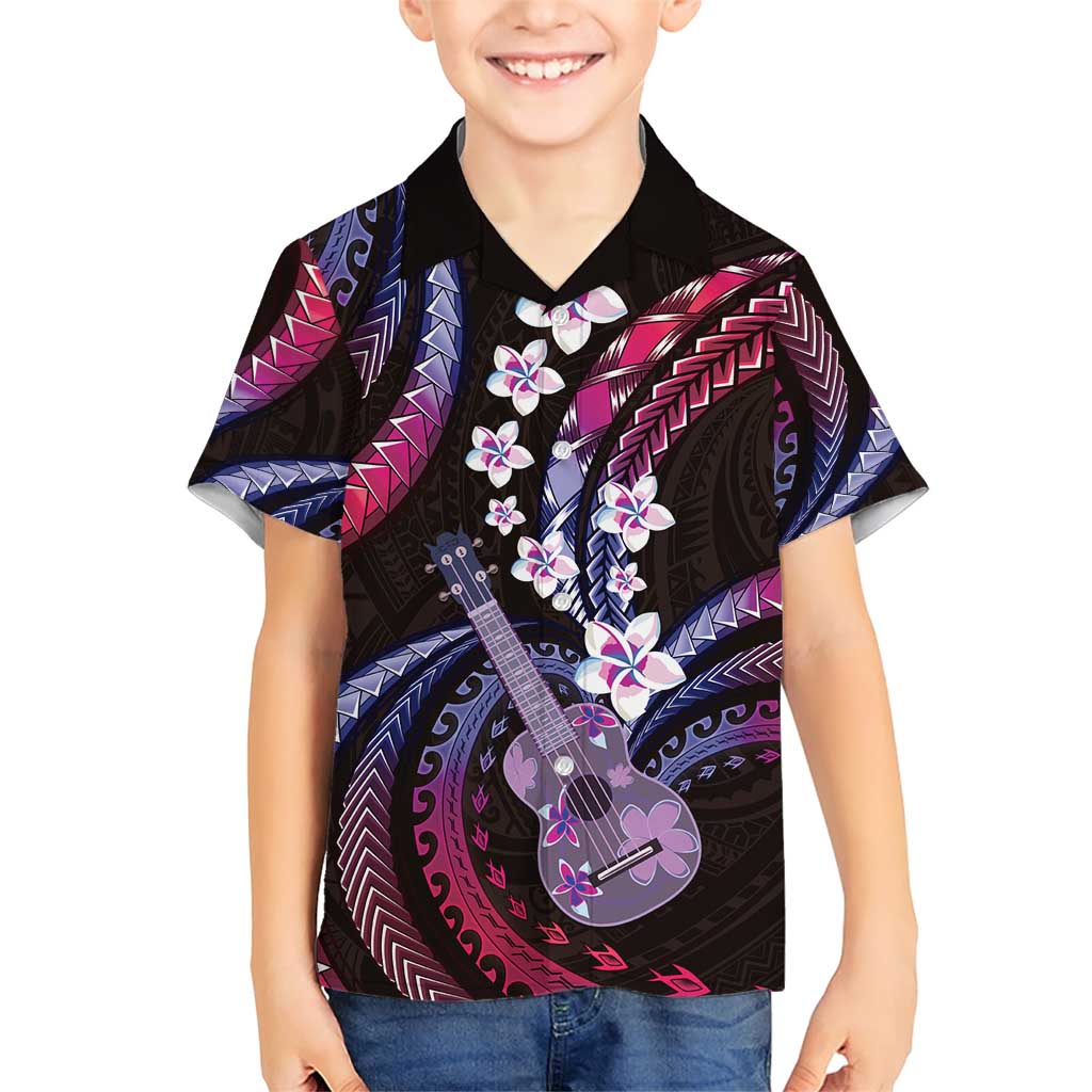 Hawaiian Ukulele Family Matching Short Sleeve Bodycon Dress and Hawaiian Shirt Sweet Dream Fantastic Plumeria LT01 Son's Shirt Pink - Polynesian Pride