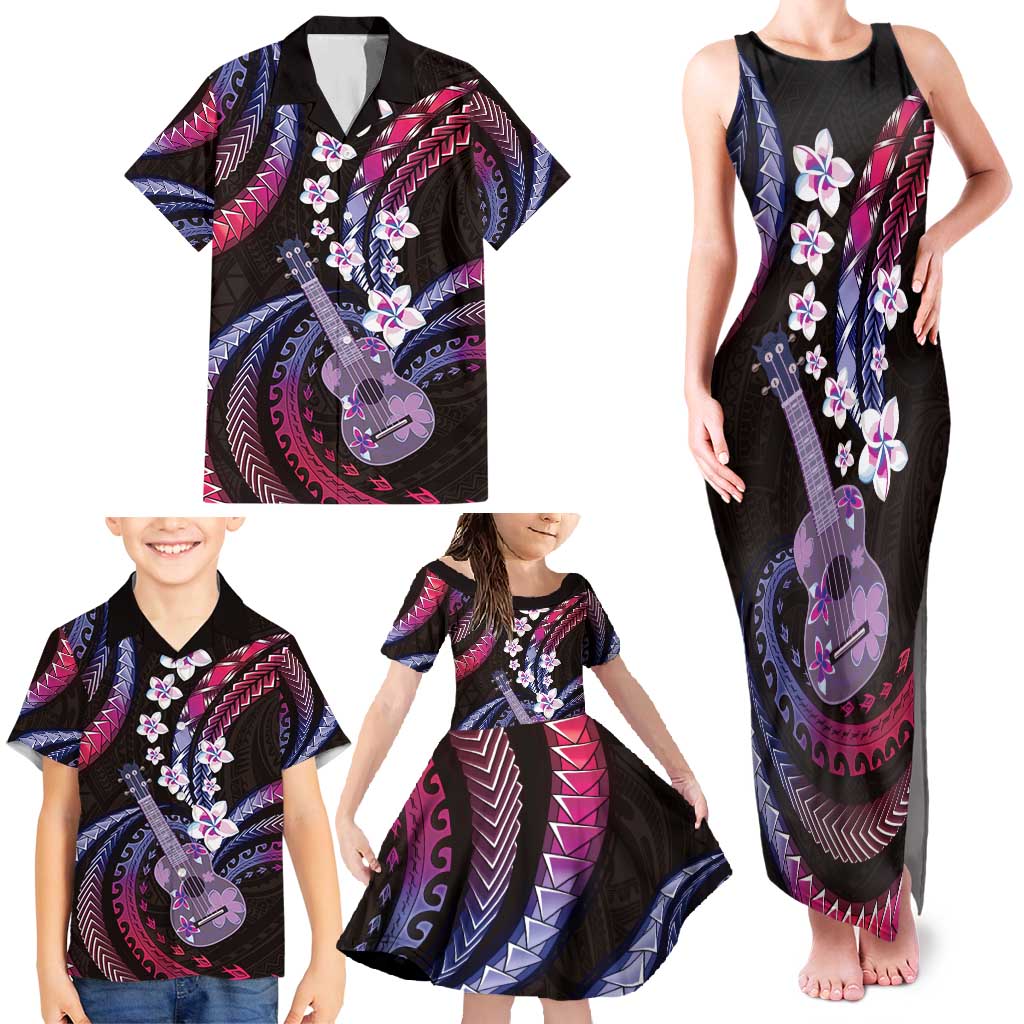 Hawaiian Ukulele Family Matching Tank Maxi Dress and Hawaiian Shirt Sweet Dream Fantastic Plumeria LT01 - Polynesian Pride