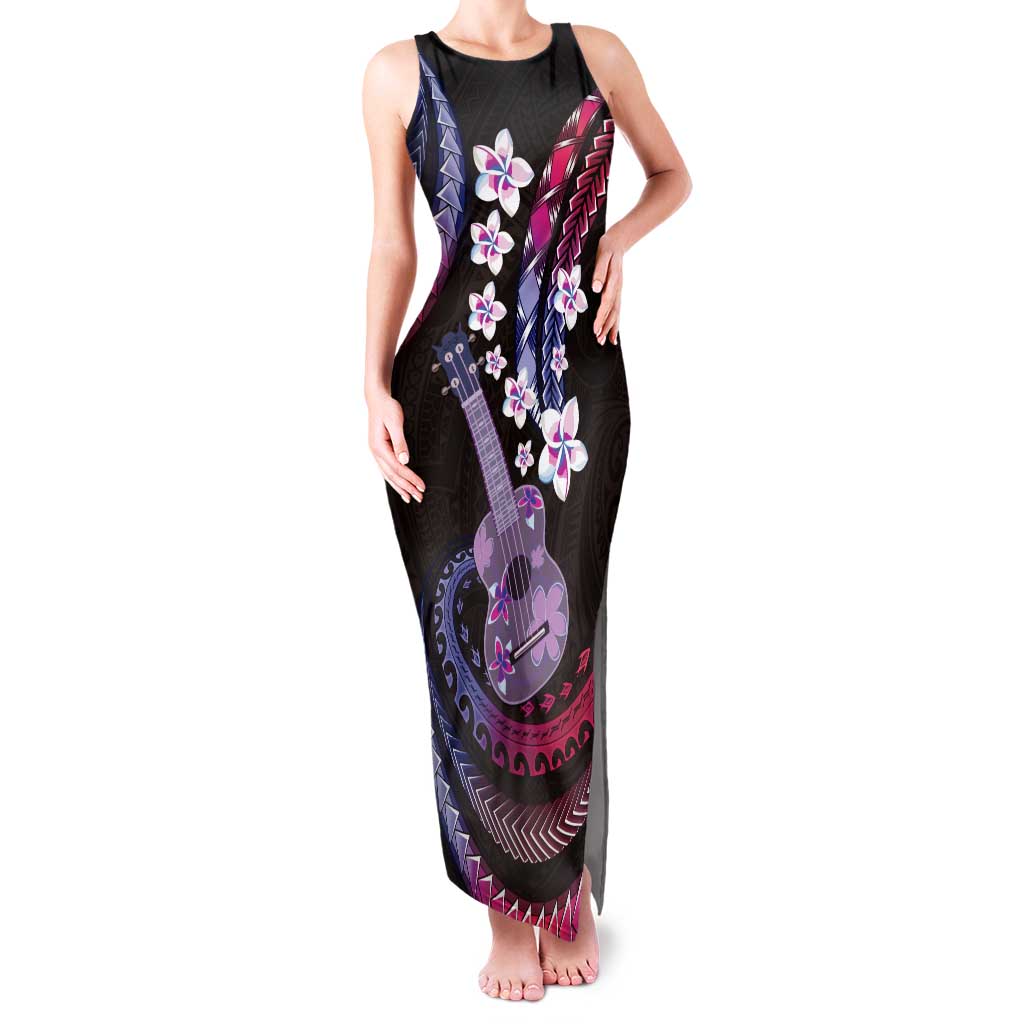 Hawaiian Ukulele Family Matching Tank Maxi Dress and Hawaiian Shirt Sweet Dream Fantastic Plumeria LT01 Mom's Dress Pink - Polynesian Pride