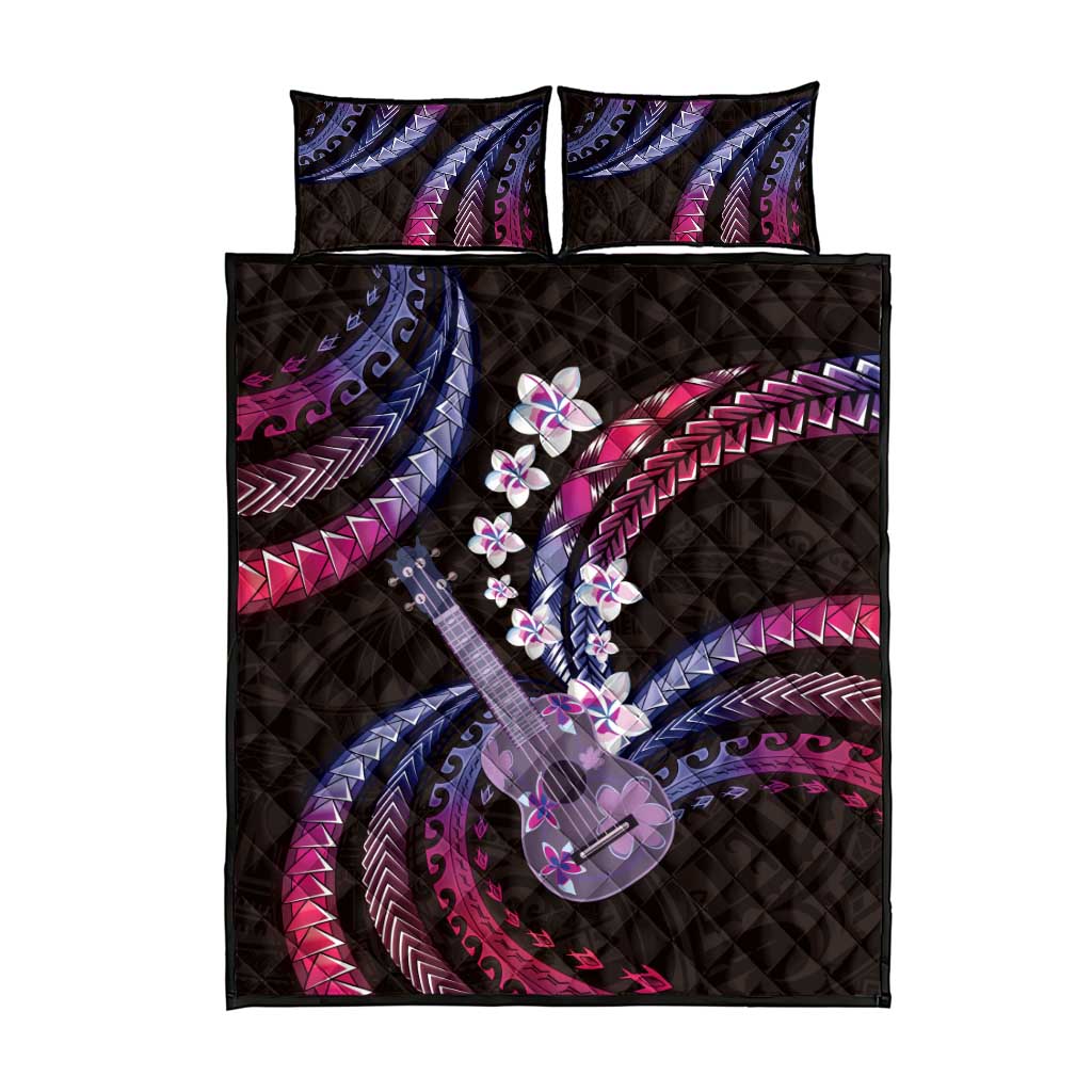 Hawaiian Ukulele Quilt Bed Set Sweet Dream Fantastic Plumeria