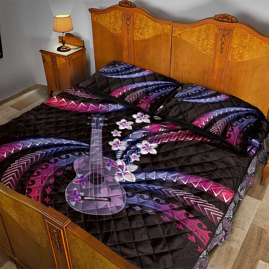 Hawaiian Ukulele Quilt Bed Set Sweet Dream Fantastic Plumeria