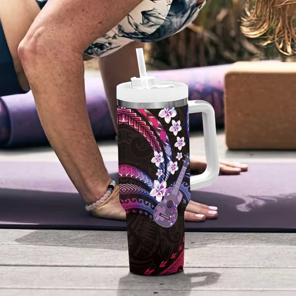 Hawaiian Ukulele Tumbler With Handle Sweet Dream Fantastic Plumeria