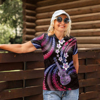 Hawaiian Ukulele Women Polo Shirt Sweet Dream Fantastic Plumeria