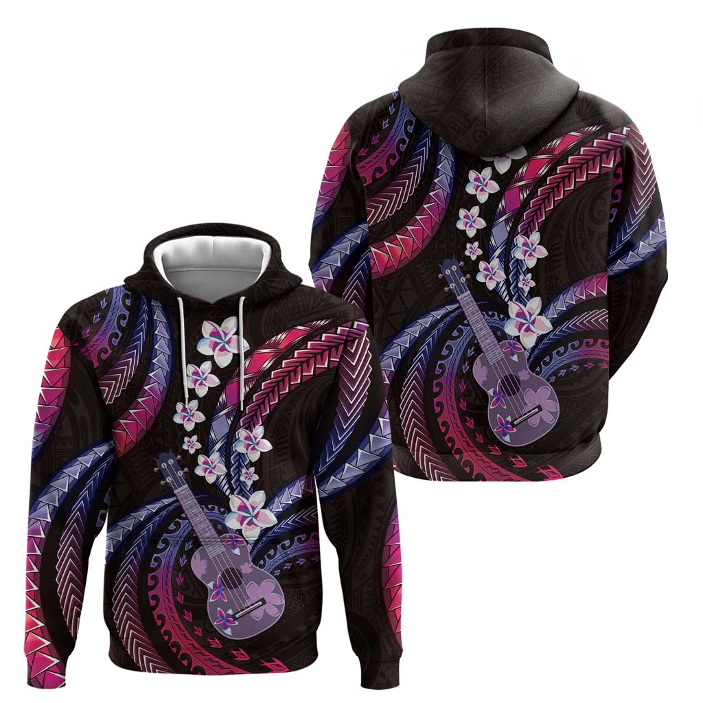 Hawaiian Ukulele Zip Hoodie Sweet Dream Fantastic Plumeria