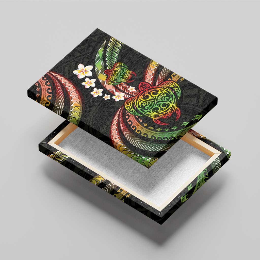 Hawaii Turtles Plumeria Canvas Wall Art Reggae Polynesian Pattern